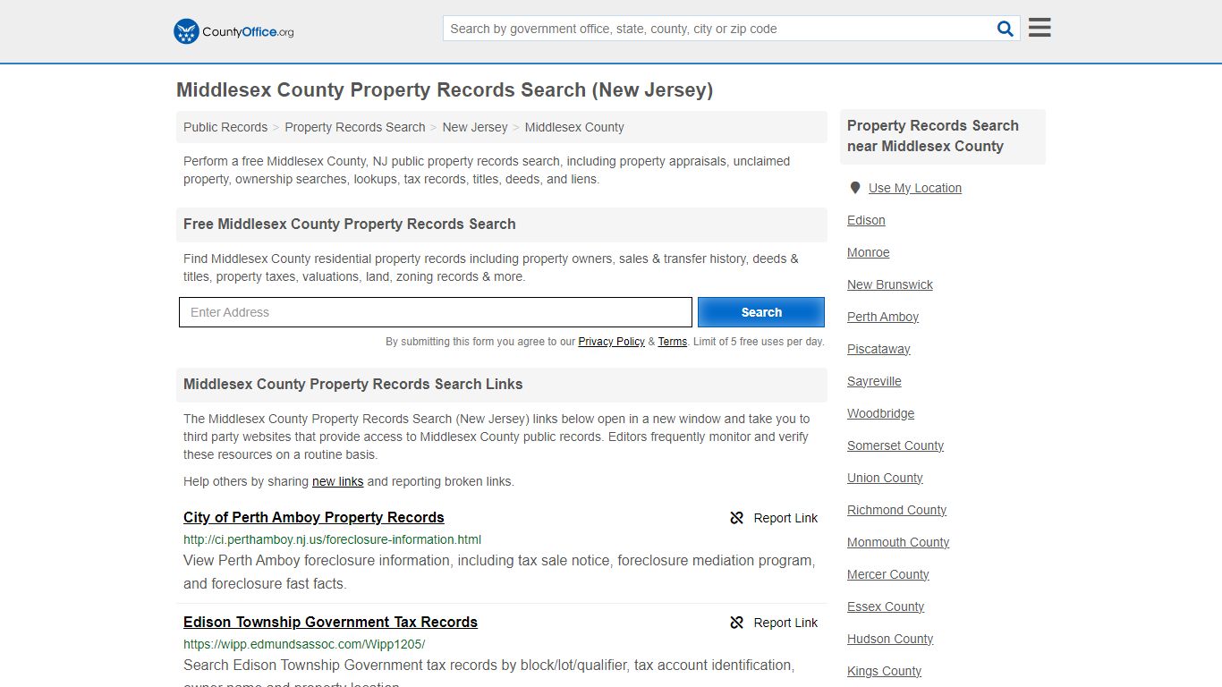 Middlesex County Property Records Search (New Jersey) - County Office